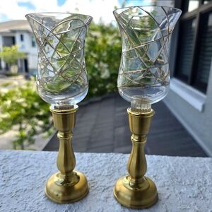 PartyLite Gold and Clear Candle Holders